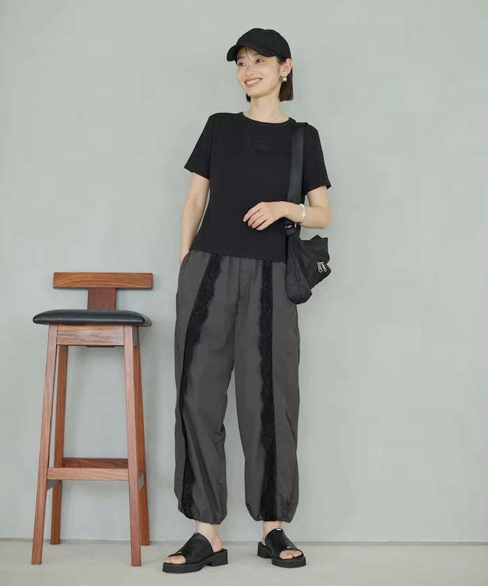 Nylon Lace Easy Wide Pants
