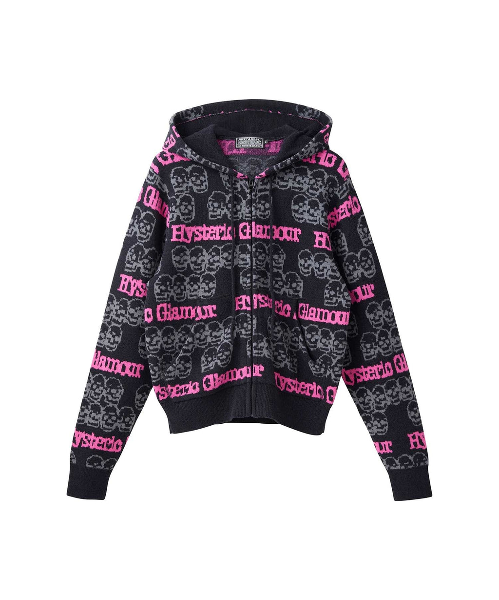 SKULL STRIPE Pattern Jacquard Parka