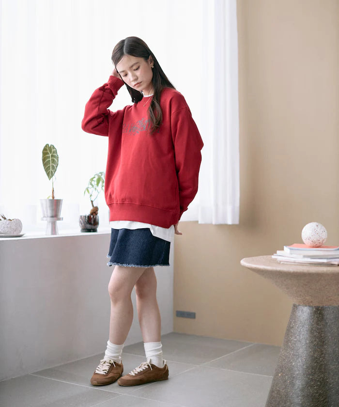 Organic Cotton Animal Logo Print Sweat / CAT / Relaxed Fit / French Terry Sweat