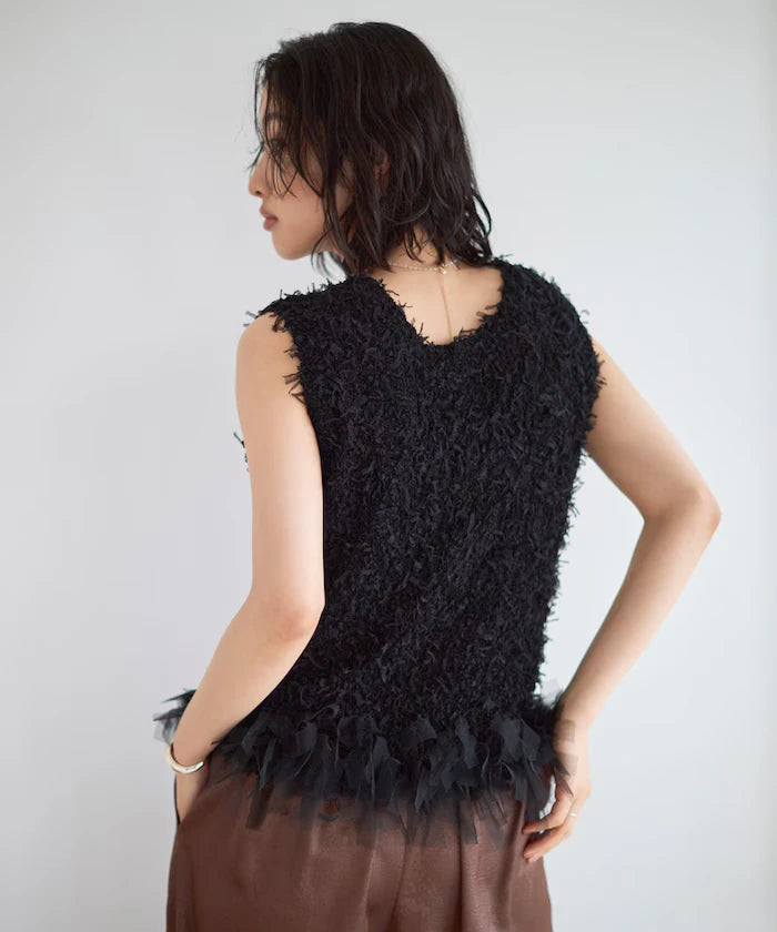 2WAY Fringe Hem Knit Vest