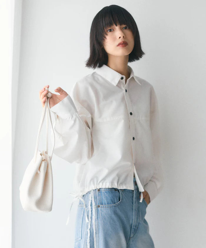 Hem Code Switch Short Length Long Sleeve Shirt