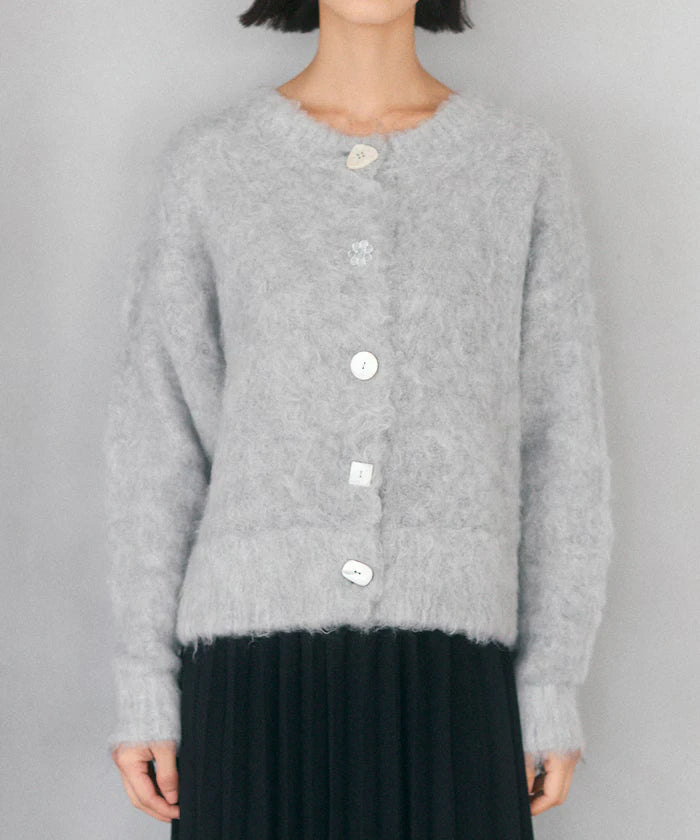 Variation Button Shaggy Knit Cardigan