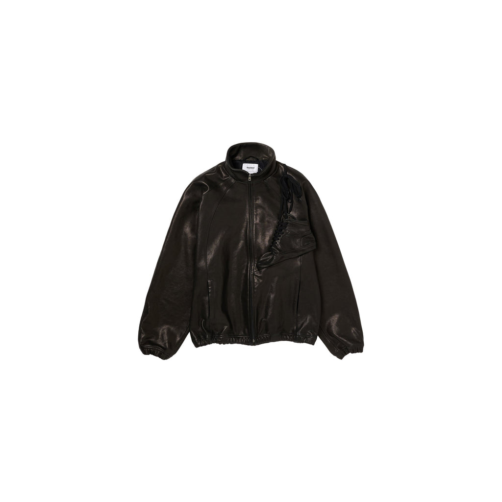 BASKETBALL SHOE POCKET LEATHER JACKET : BLACK