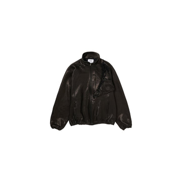 BASKETBALL SHOE POCKET LEATHER JACKET : BLACK