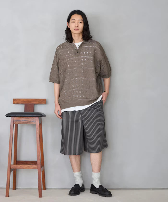 Big Silhouette Short Sleeve Knit Polo Shirt