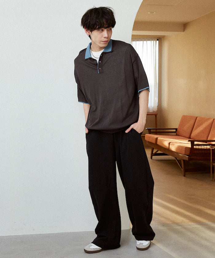 LOVE POP STUDIO Collar Layered Knit Polo Shirt Limited Edition