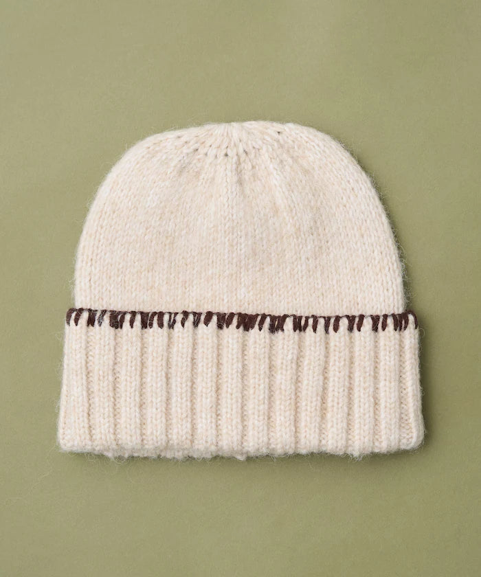 Color Block Blanket Stitch Knit Cap
