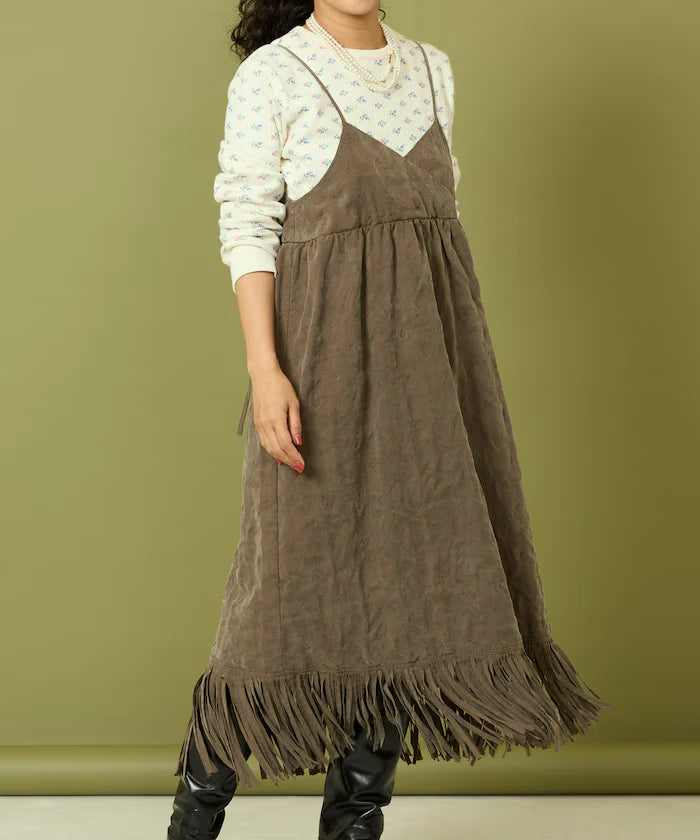 Fade-Processed Fringe Mini Dress