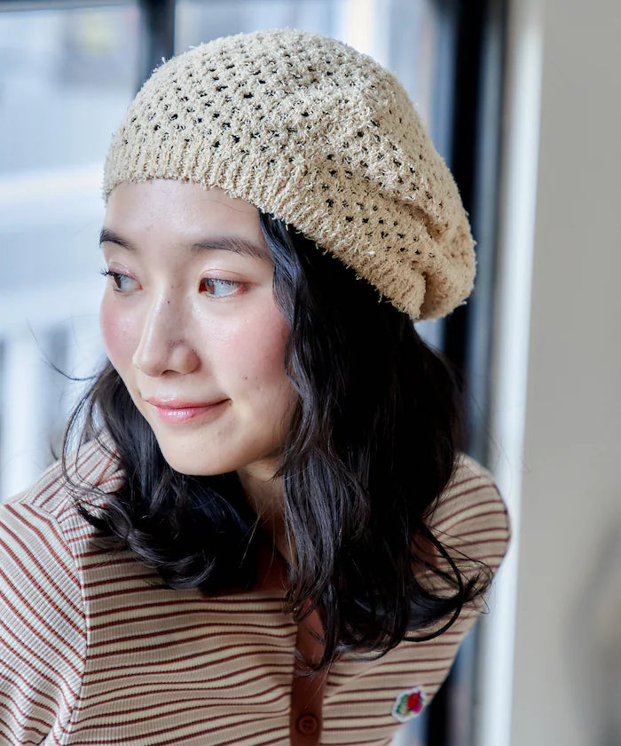 Lace Knit Beret Hat