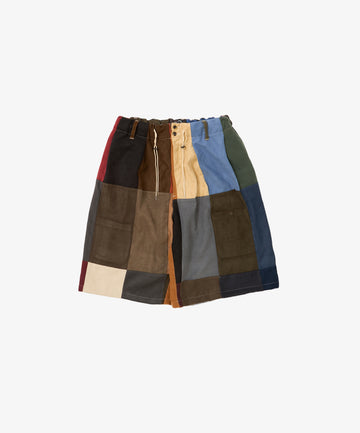 circular shorts faux suede three