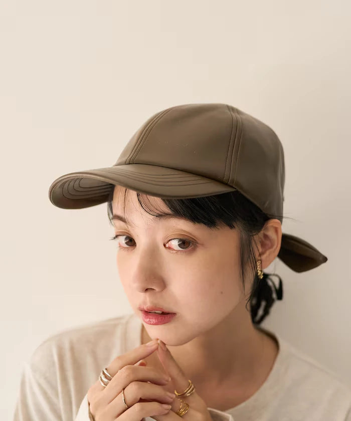 PU Ribbon Cap/Fake Leather Cap