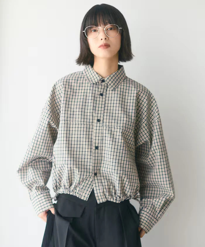 Hem Code Switch Short Length Long Sleeve Shirt