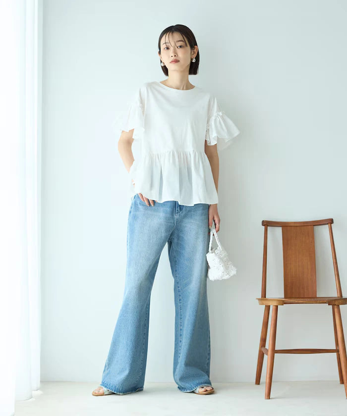 Organic Cotton Frill Sleeve T-shirt