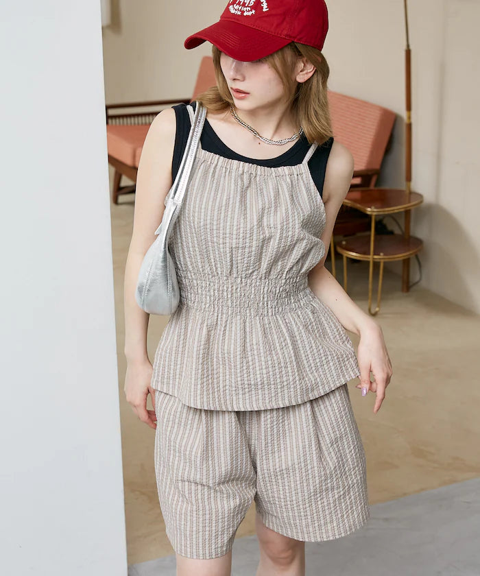 Shearling camisole x short pants set limited edition