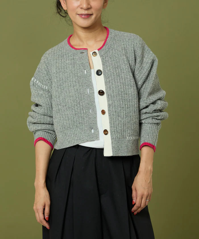 Short Length Color-block Knit Cardigan
