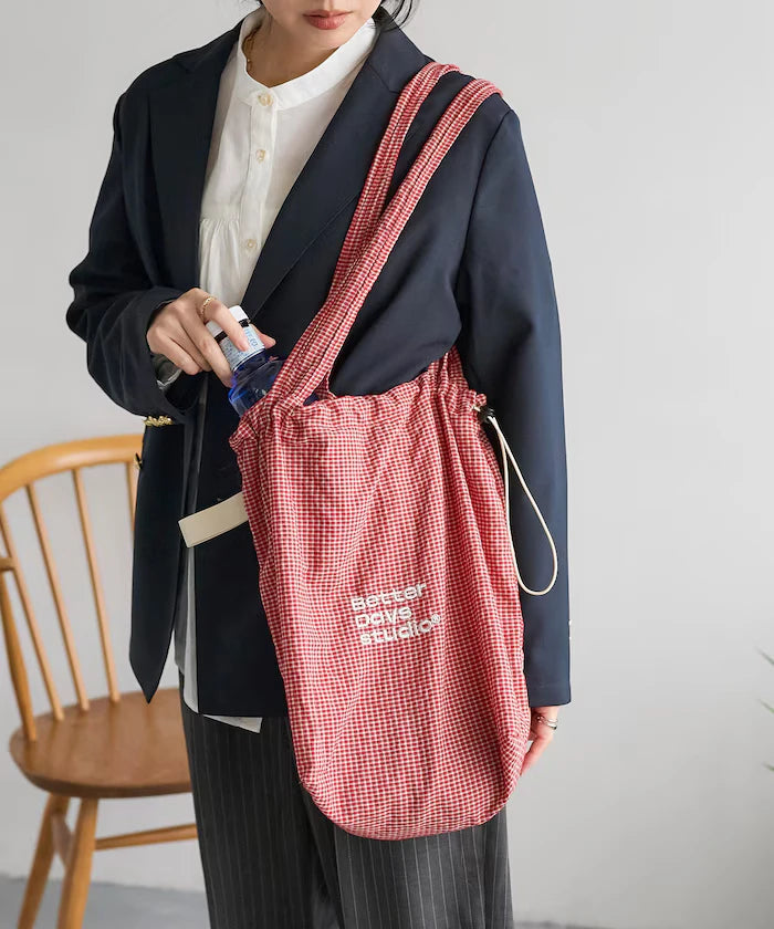 BetterDays Studio × FREAK'S STORE Drawstring Check Tote Bag