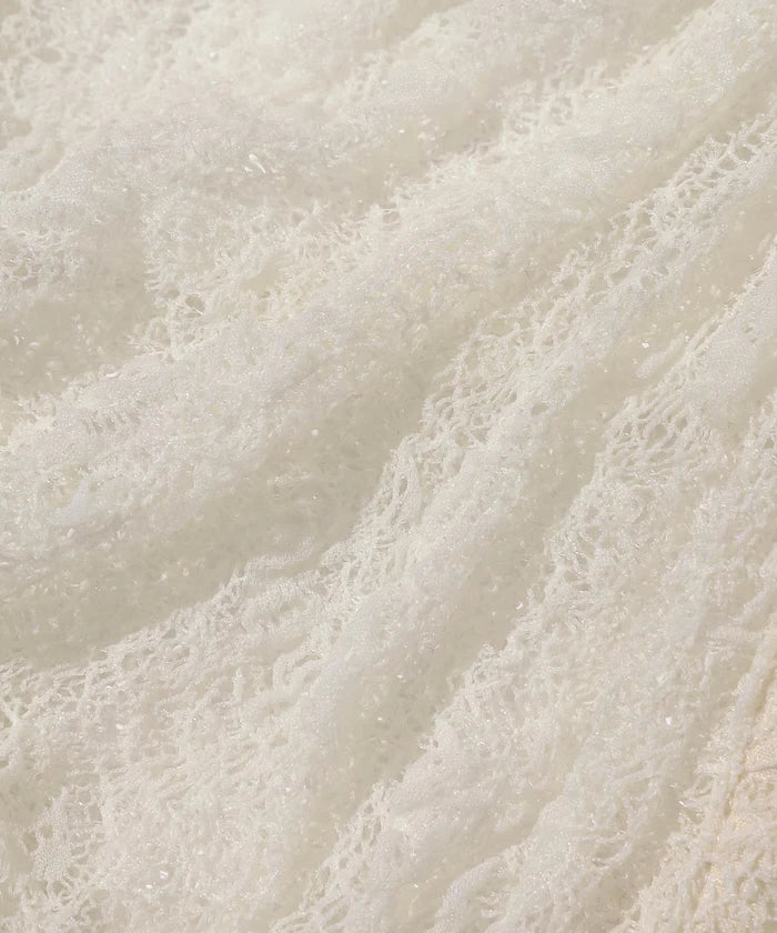 Many Button Lace Shirring Cardigan