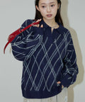 Checked pattern mohair touch skimmer knit limited edition