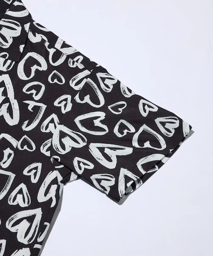 Open Collar Pattern Short Sleeve Shirt