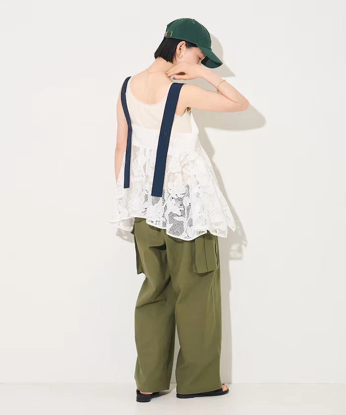Flower Motif Batten Lace Iris Hem Camisole Top 【Limited Edition】