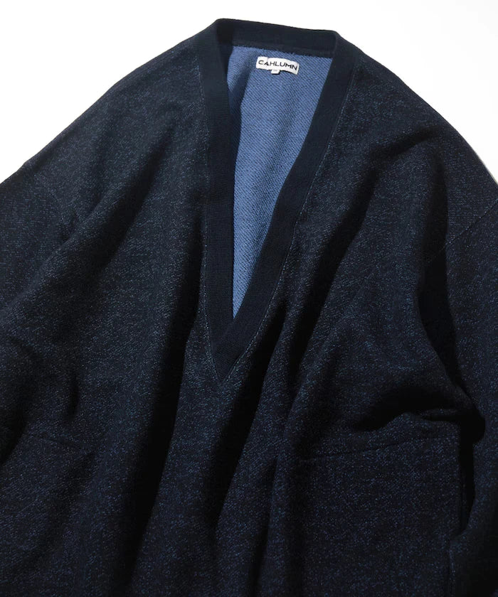 Merino Wool＋Cotton Loop Back V-neck Sweatshirt