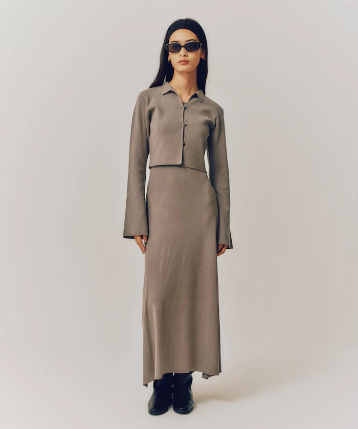 Functional Fabric Silk Blend Knit Ensemble Dress / Anti-Pill / Machine Washable