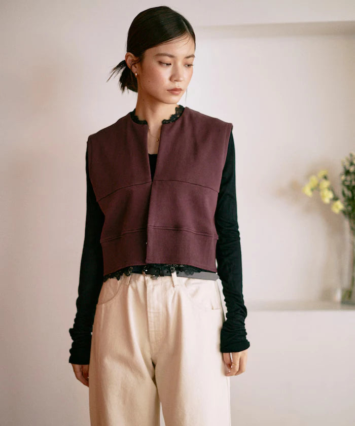 Organic Cotton Lace Sweat Vest / Lined Sweat