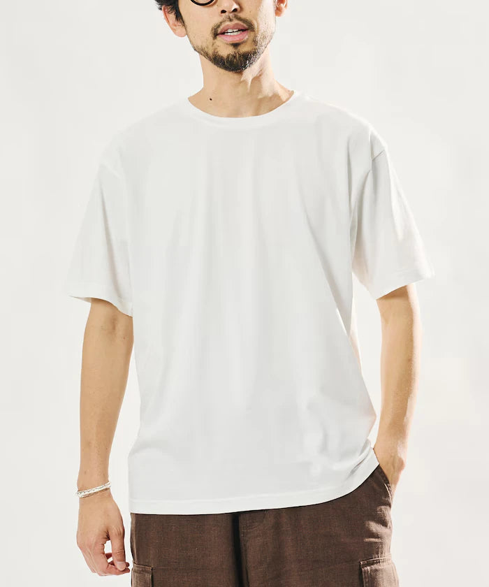 Sheer Knit Polo Shirt & Cotton T-Shirt Layered Set