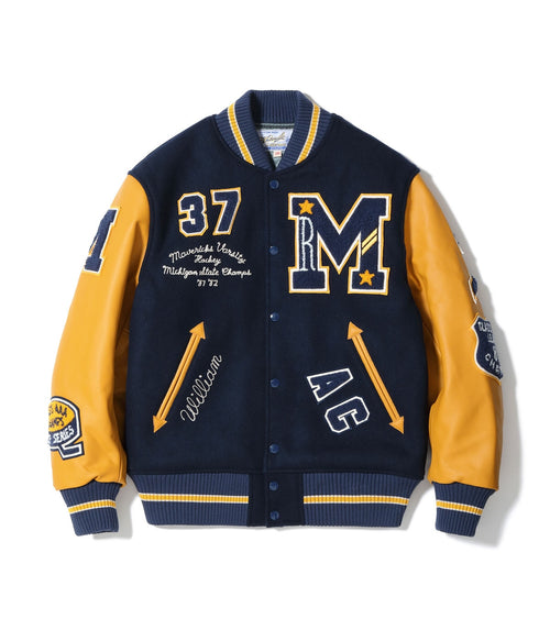 30oz. WOOL MELTON AWARD JACKET “MAVERICKS” (DARK NAVY)