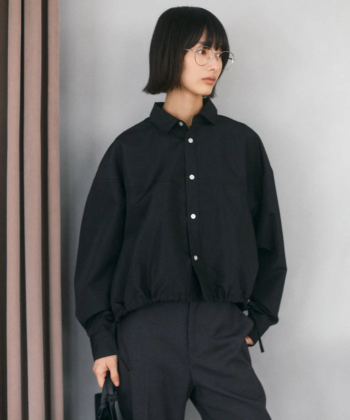 Hem Code Switch Short Length Long Sleeve Shirt