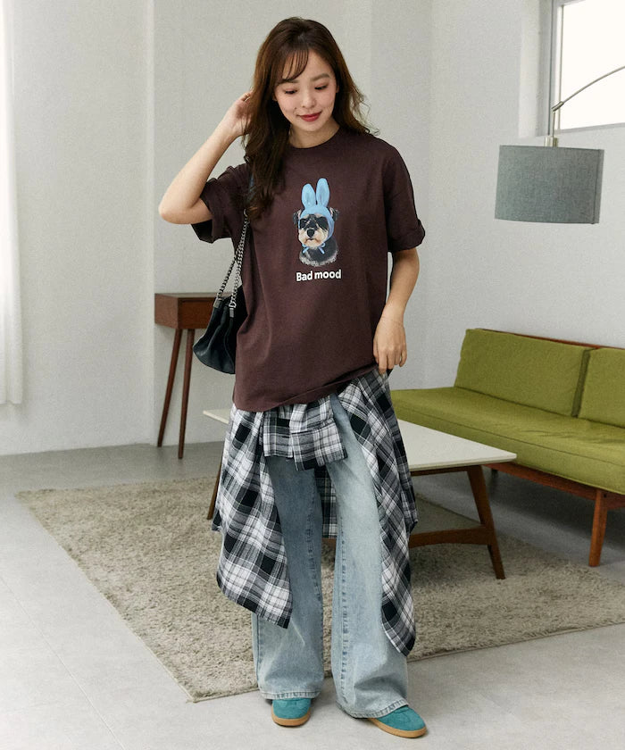 <Functional Material> Bad Mood Dog Print T-Shirt Limited Edition