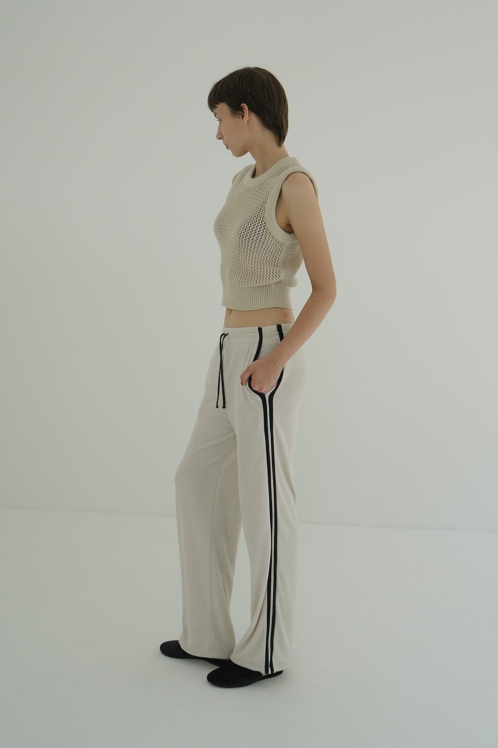 3D RIB MESH KNIT TOPS