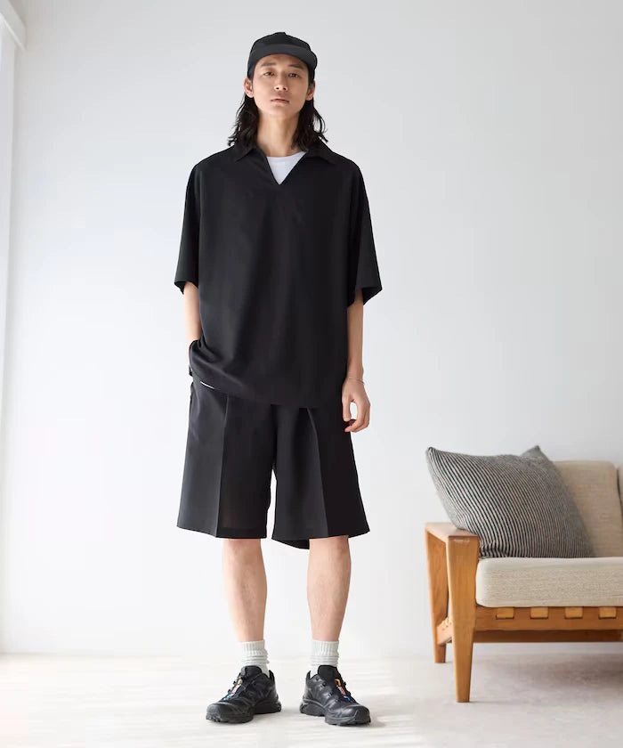 Functional Fabric Pullover Short Sleeve Shirt Set 3-piece Set / Washable / UV Cut / Quick Dry / Cool Touch