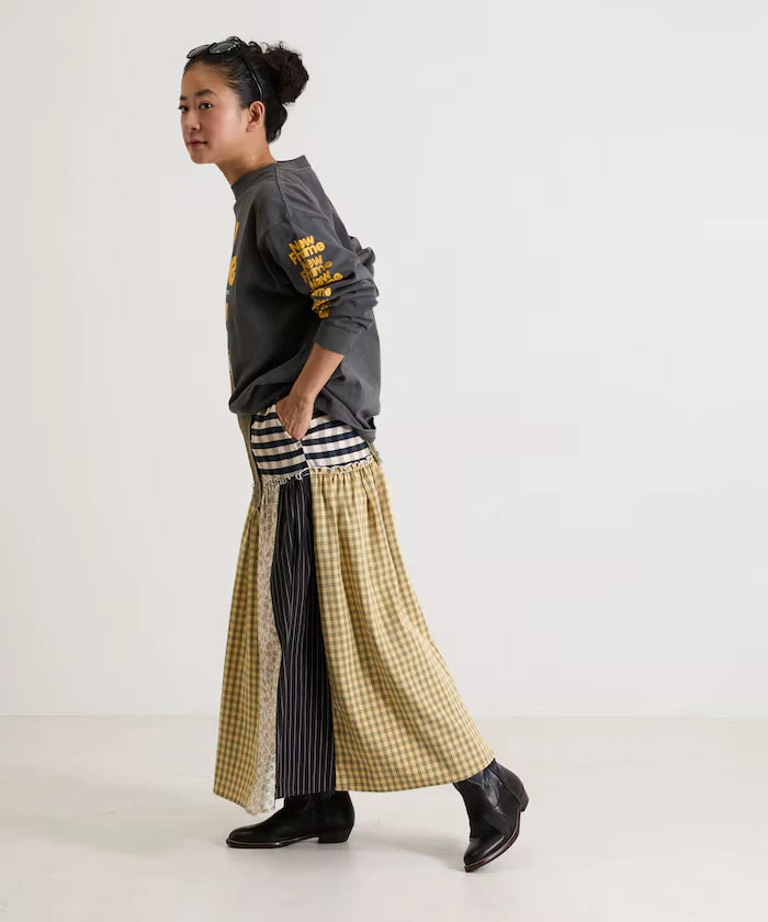 Flower & Check Docking Skirt