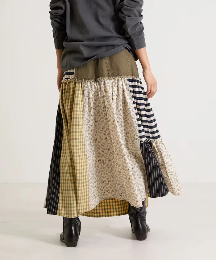 Flower & Check Docking Skirt