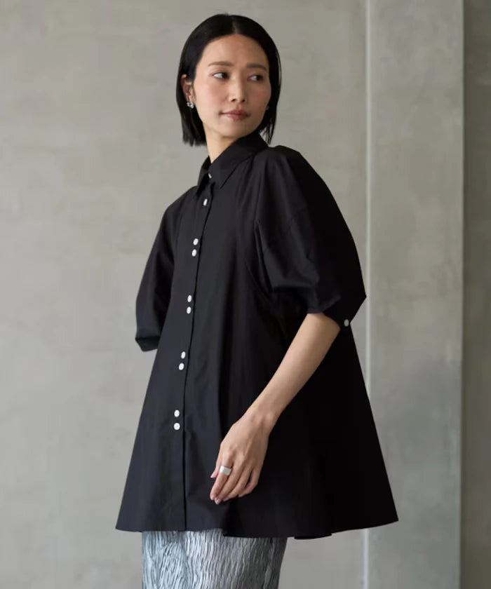 Switching Design Balloon Sleeve Shirt / 5-Minute Sleeve Blouse [Limited Edition]