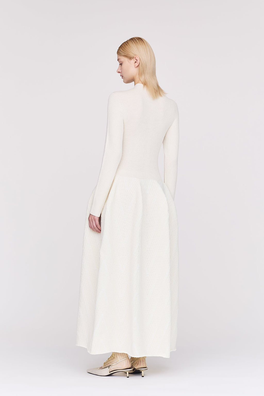 POTTERY HERRINGBONE LONG SLEEVE DRESS