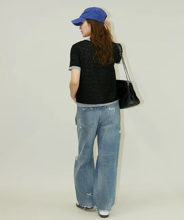 <Set Item> Cut x Jacquard Henry Neck T-Shirt Limited Edition