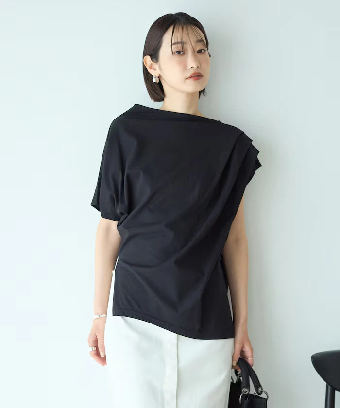 Organic Cotton Asymmetrical Draped Top