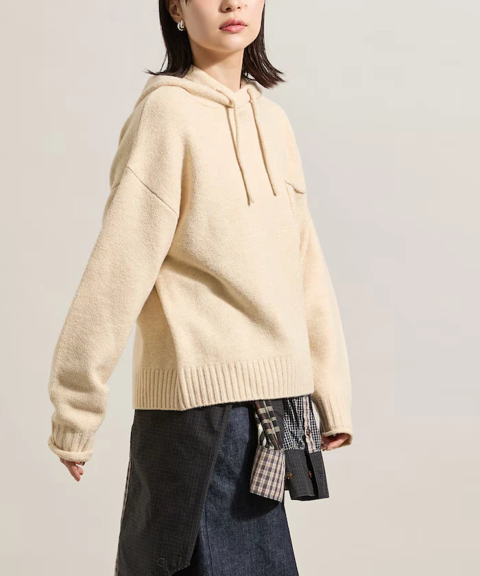 Knit hoodie with pockets
