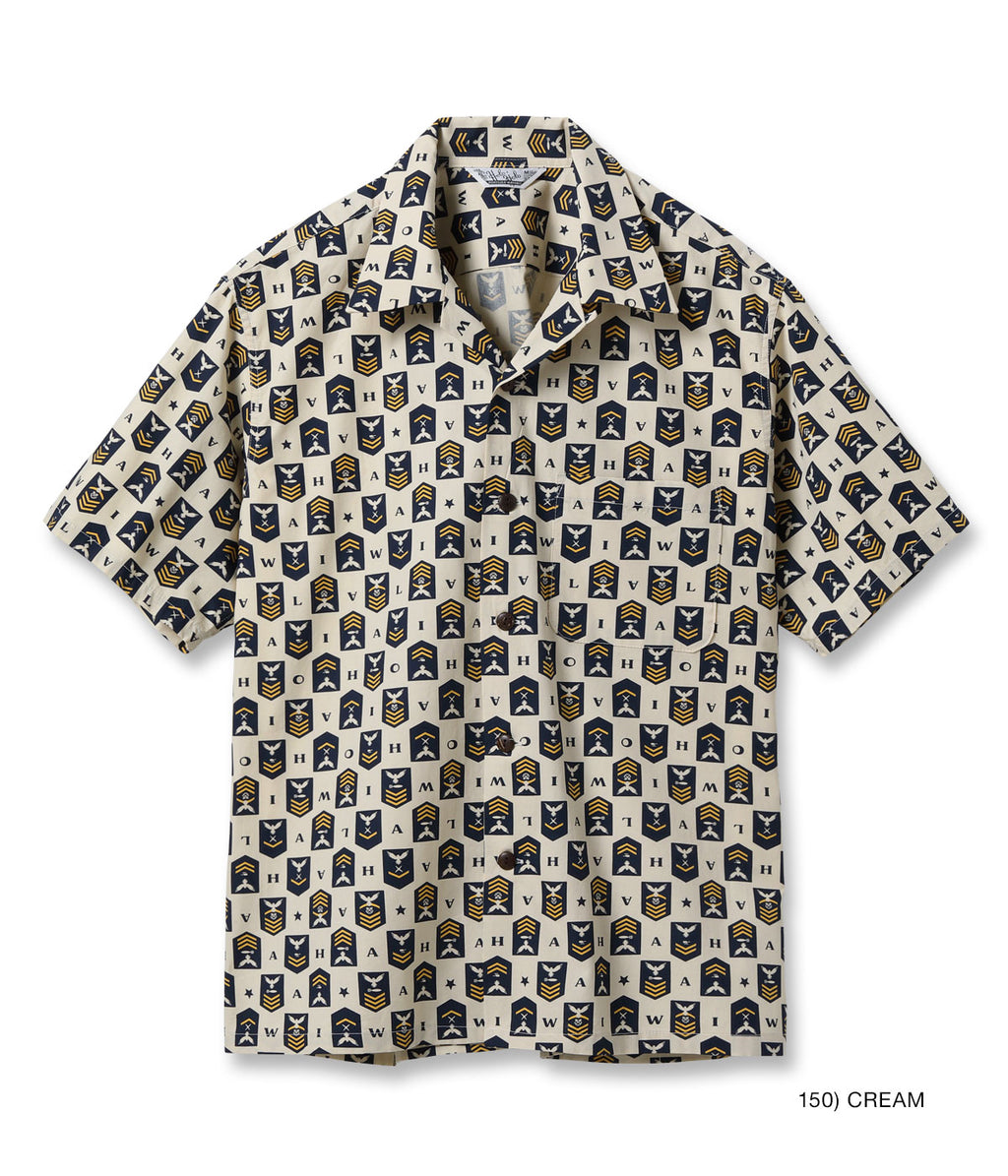 Cotton Broad Hawaiian Shirt 'Navy's Chevron'