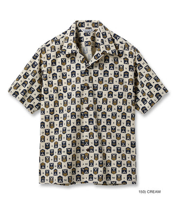 Cotton Broad Hawaiian Shirt 'Navy's Chevron'