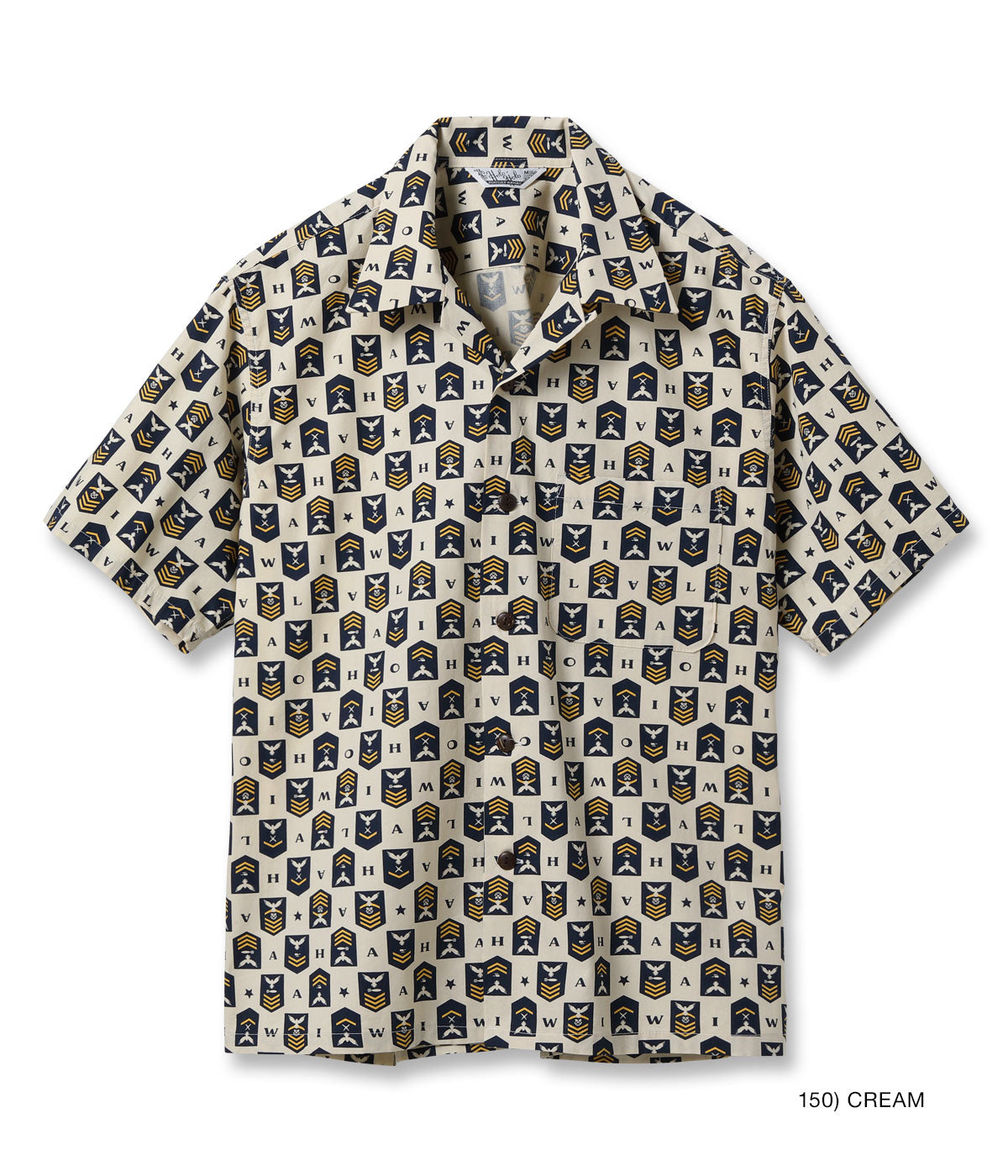 Cotton Broad Hawaiian Shirt 'Navy's Chevron'