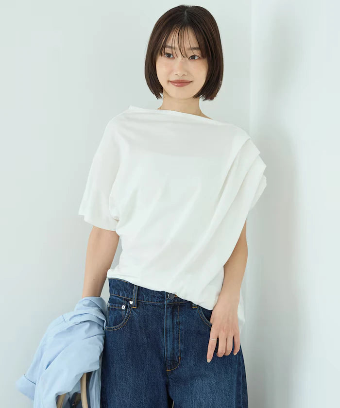Organic Cotton Asymmetrical Draped Top