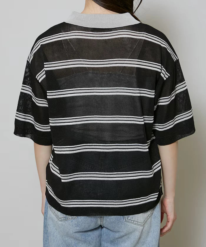 Sheer Border Short Sleeve Polo Summer Knit Limited Release