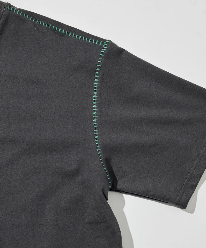 Box Silhouette Contrast Ladder Stitch Crew Neck T-Shirt