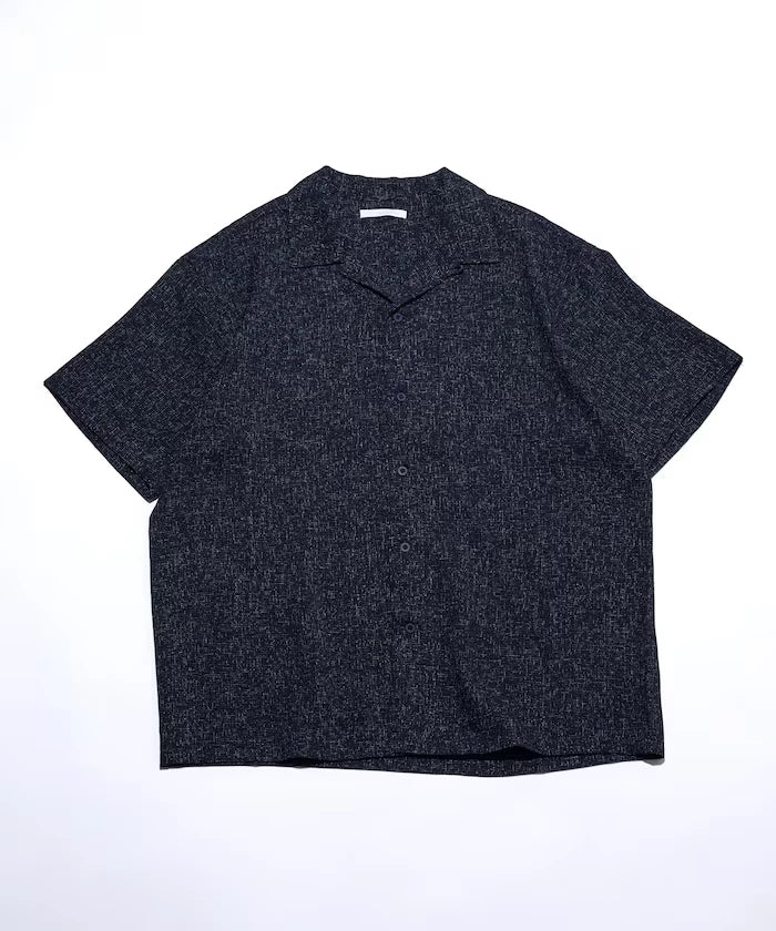 Dry Touch Summer Tweed Short Sleeve Open Collar Shirt