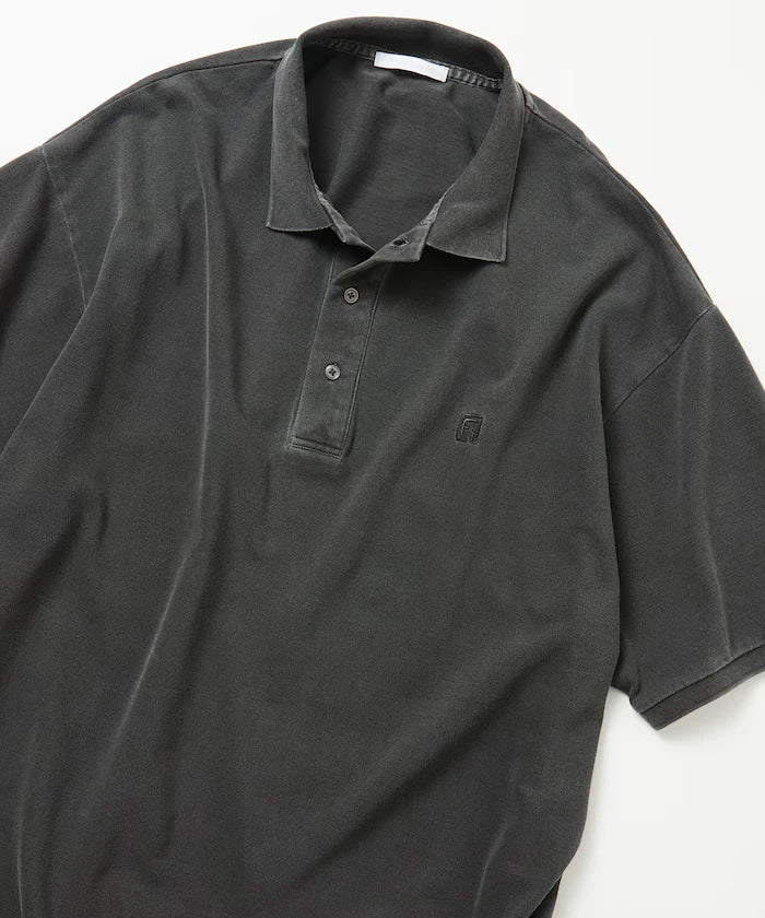 Big Silhouette Vintage Process One Point Embroidery Short Sleeve Polo Shirt