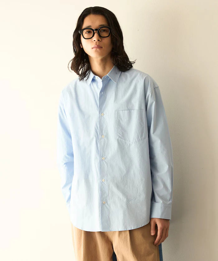 Nuance Color Oversized Regular Collar Long Sleeve Shirt