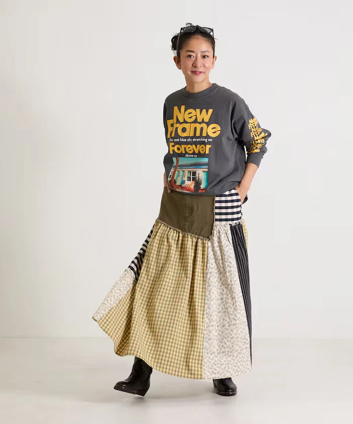 Flower & Check Docking Skirt